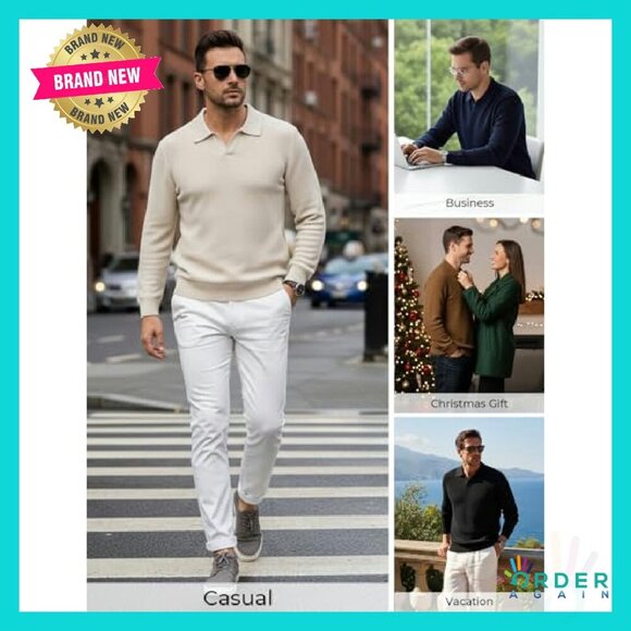 Men's V-Neck Pullover Sweater Textured Knit Classic Casual Elegant Everyday Wear - Picture 3 of 8